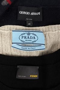 Three Knit Tops with Belts: One Prada Three-Piece Set, One Fendi Two-Piece Set, One Armani Two-Piece Set, 2000s