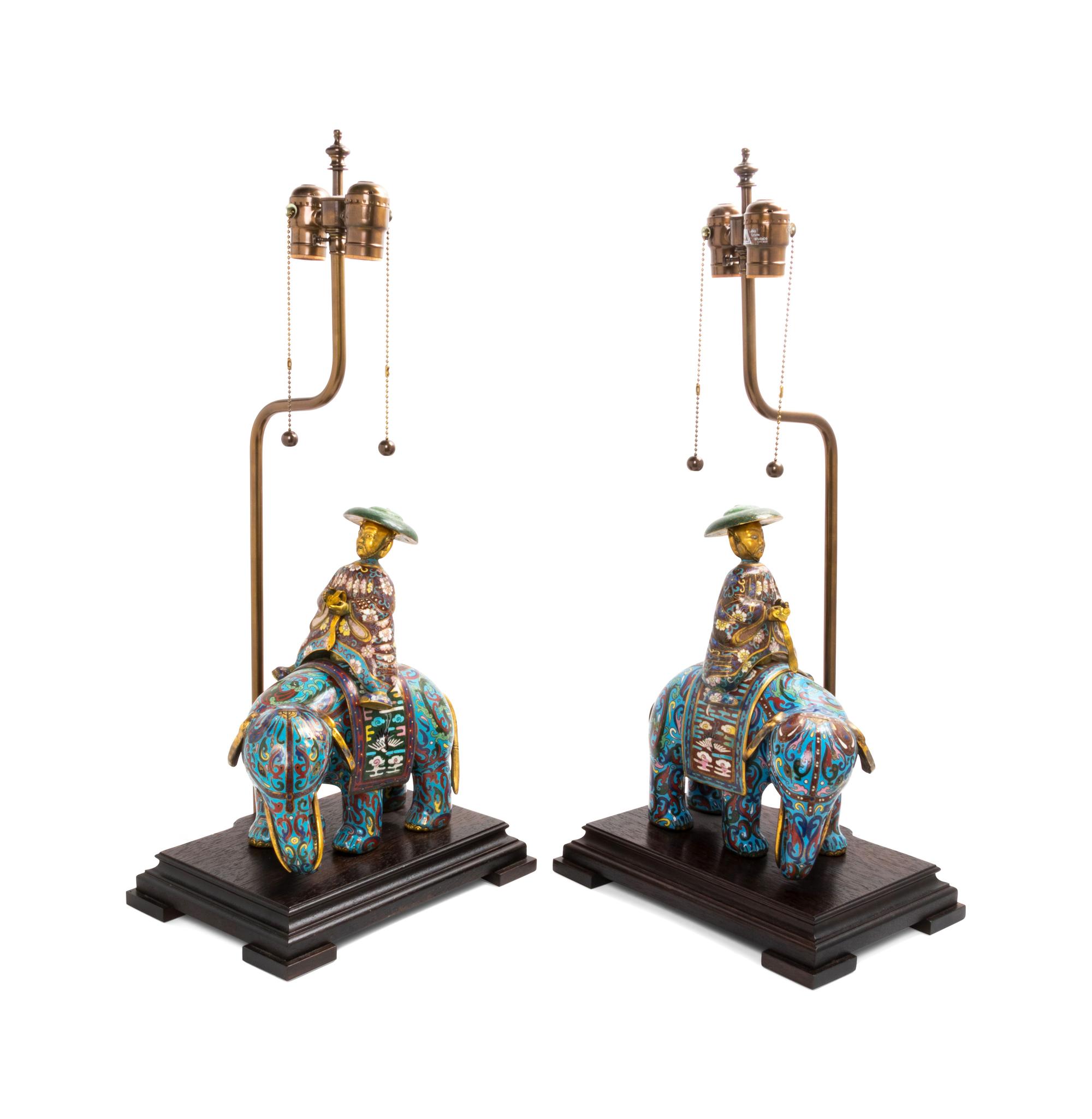 A Pair of Chinese Export Cloisonné Table Lamps