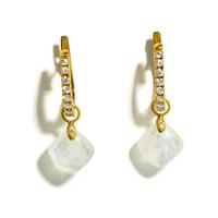 YELLOW GOLD AND DIAMOND HOOP EARRINGS WITH MOONSTONE AND MOTHER-OF-PEARL DETACHABLE DROPS