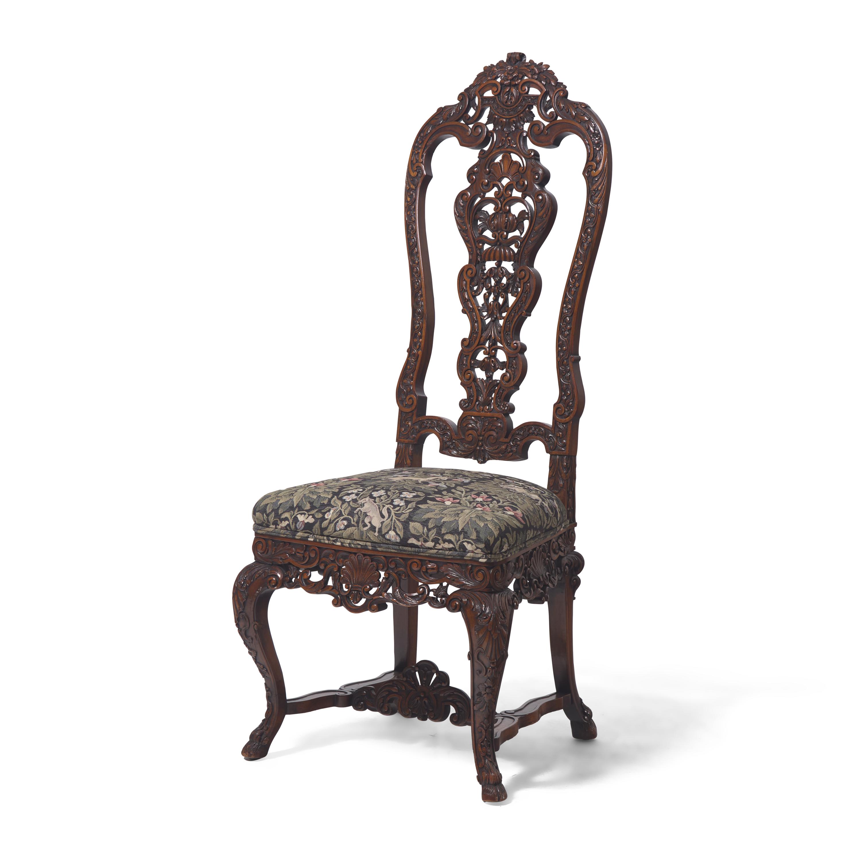 An Anglo-Dutch Carved Walnut Side Chair
