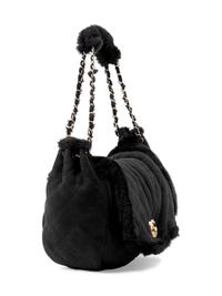 Chanel Black Suede and Fur Bag, 1990-2000s