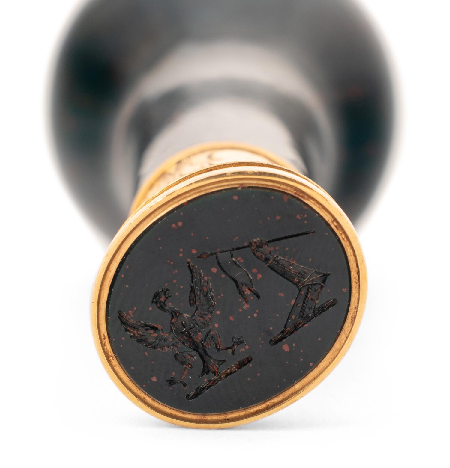 A Continental 18-Karat Gold-Mounted Bloodstone Hand Seal