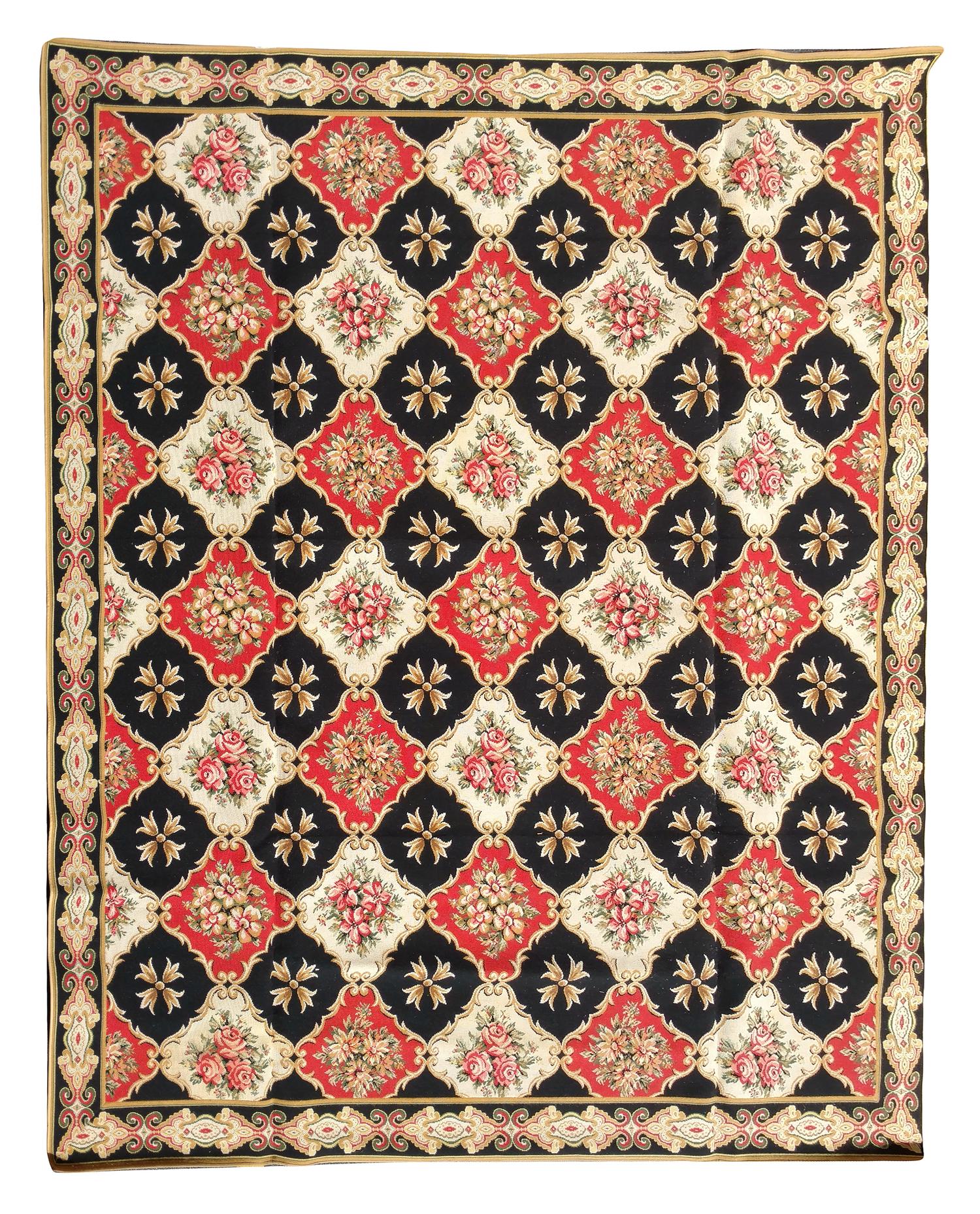 A Pair of Faux Needlepoint Rugs 12 feet 3 inches x 11 feet 3 inches.