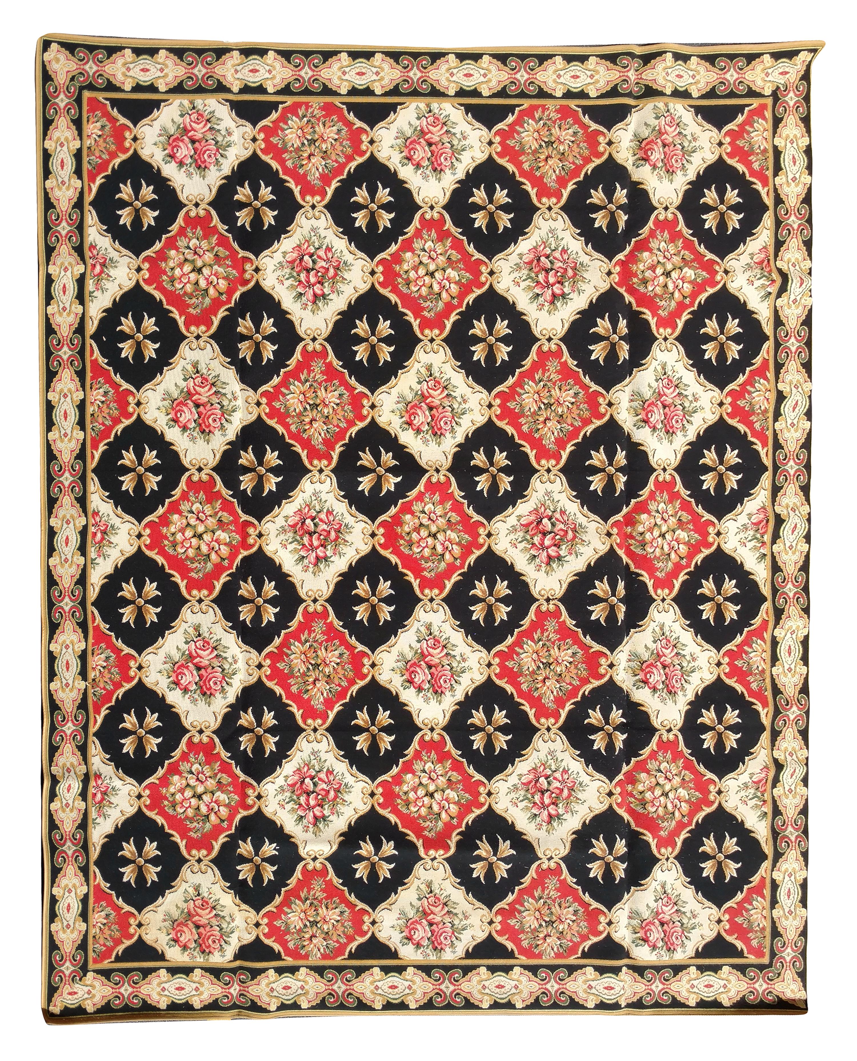 A Pair of Faux Needlepoint Rugs 12 feet 3 inches x 11 feet 3 inches.