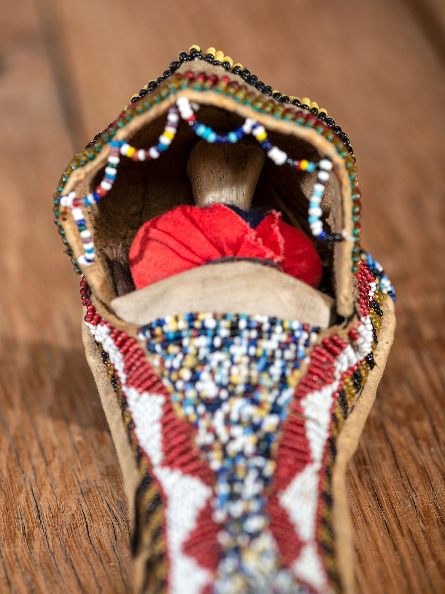 Chiricahua Apache Beaded Hide Toy Cradle