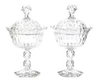 A Pair of English or Irish Cut Glass Urns and Covers Height 11 inches. — LATE 19TH/EARLY 20TH CENTURY