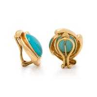 YELLOW GOLD AND TURQUOISE EARRINGS