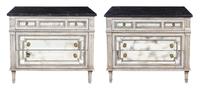 A Pair of Neoclassical Style Painted and Mirror Veneered Commodes Height 31 x width 38 x depth 22 inches. — AMY HOWARD, 20TH CENTURY