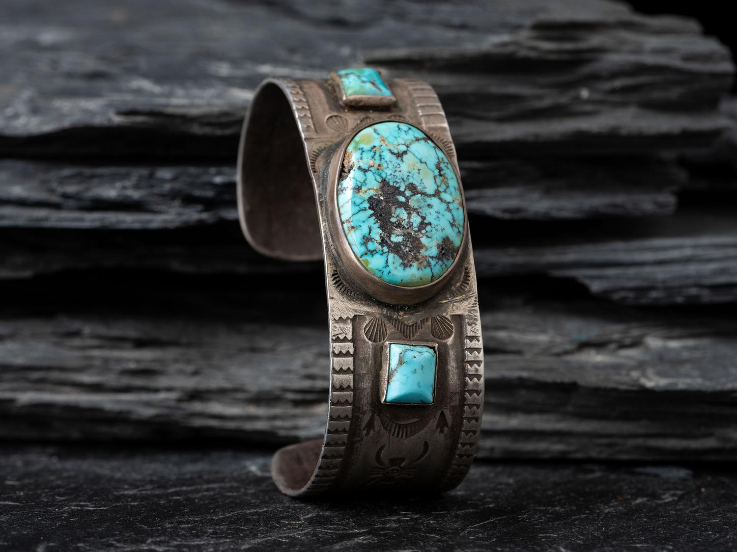 Navajo Silver and Turquoise Cuff Bracelet