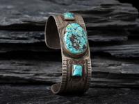 Navajo Silver and Turquoise Cuff Bracelet