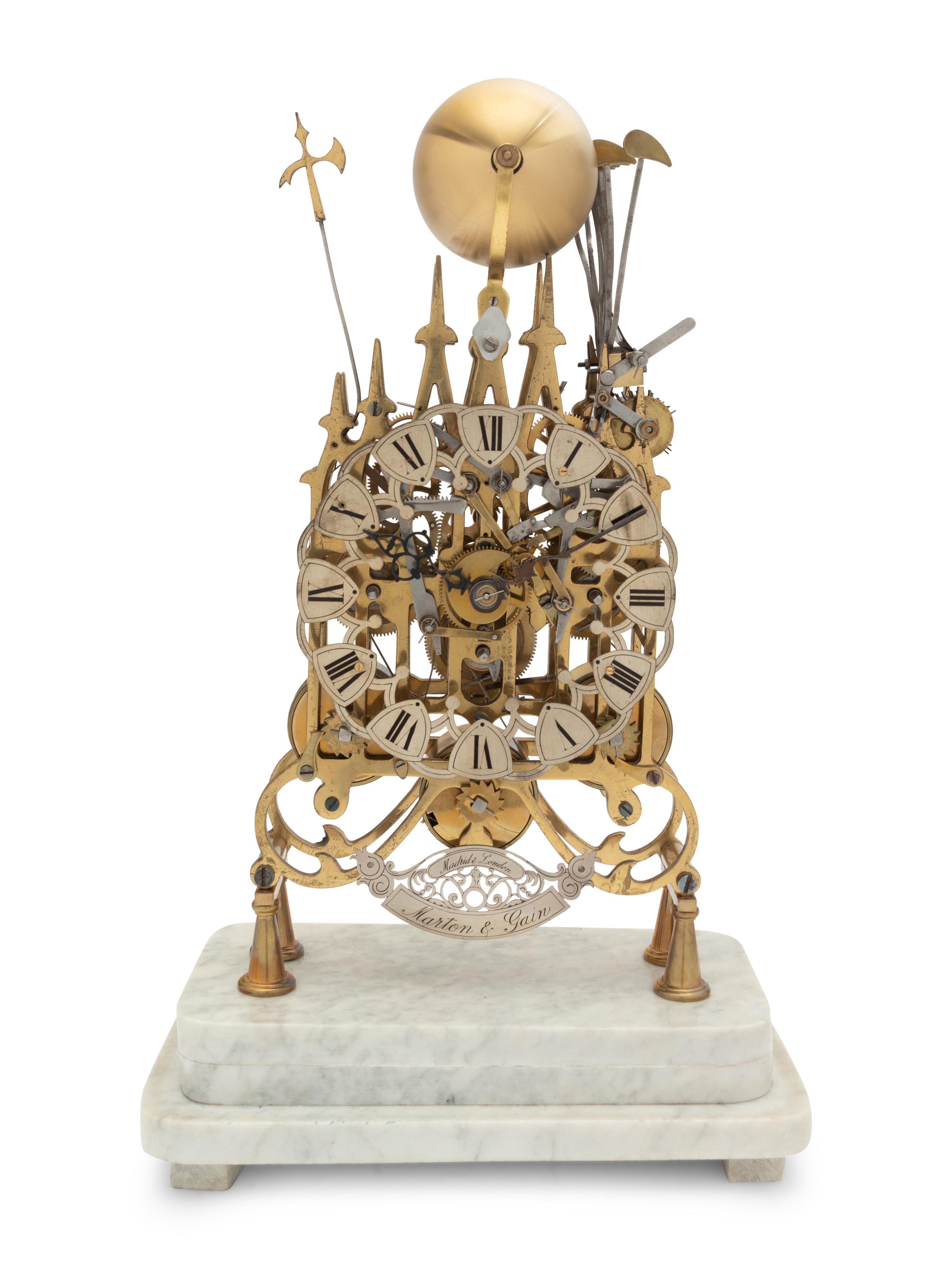 An English Brass Skeleton Clock