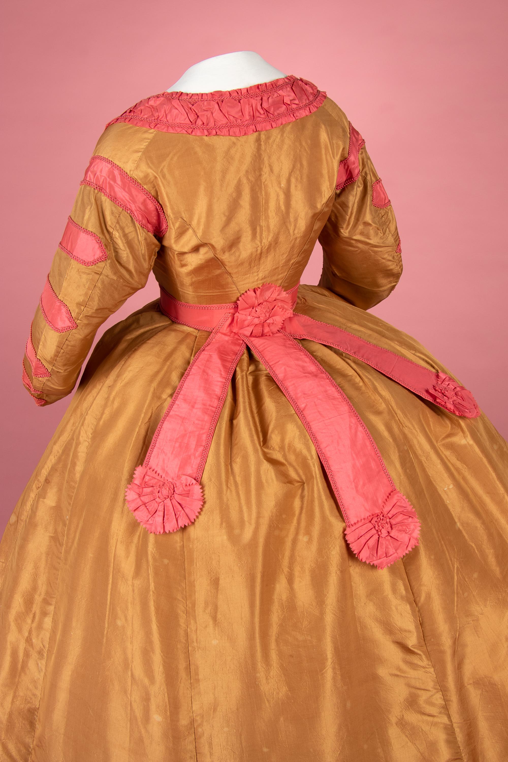Silk Taffeta Three-Piece Evening Dress, 1860s