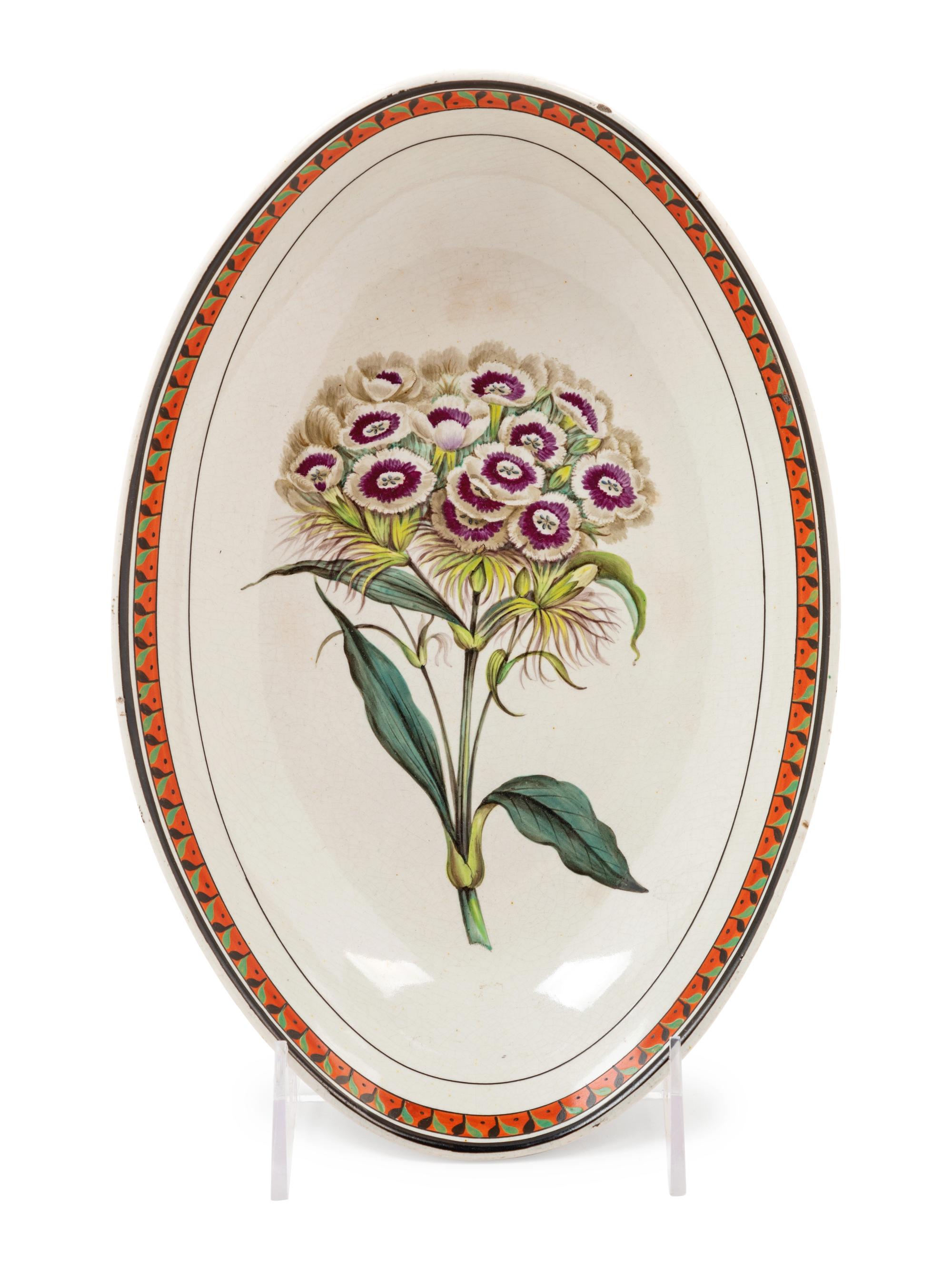 A Staffordshire Botanical Creamware Dish