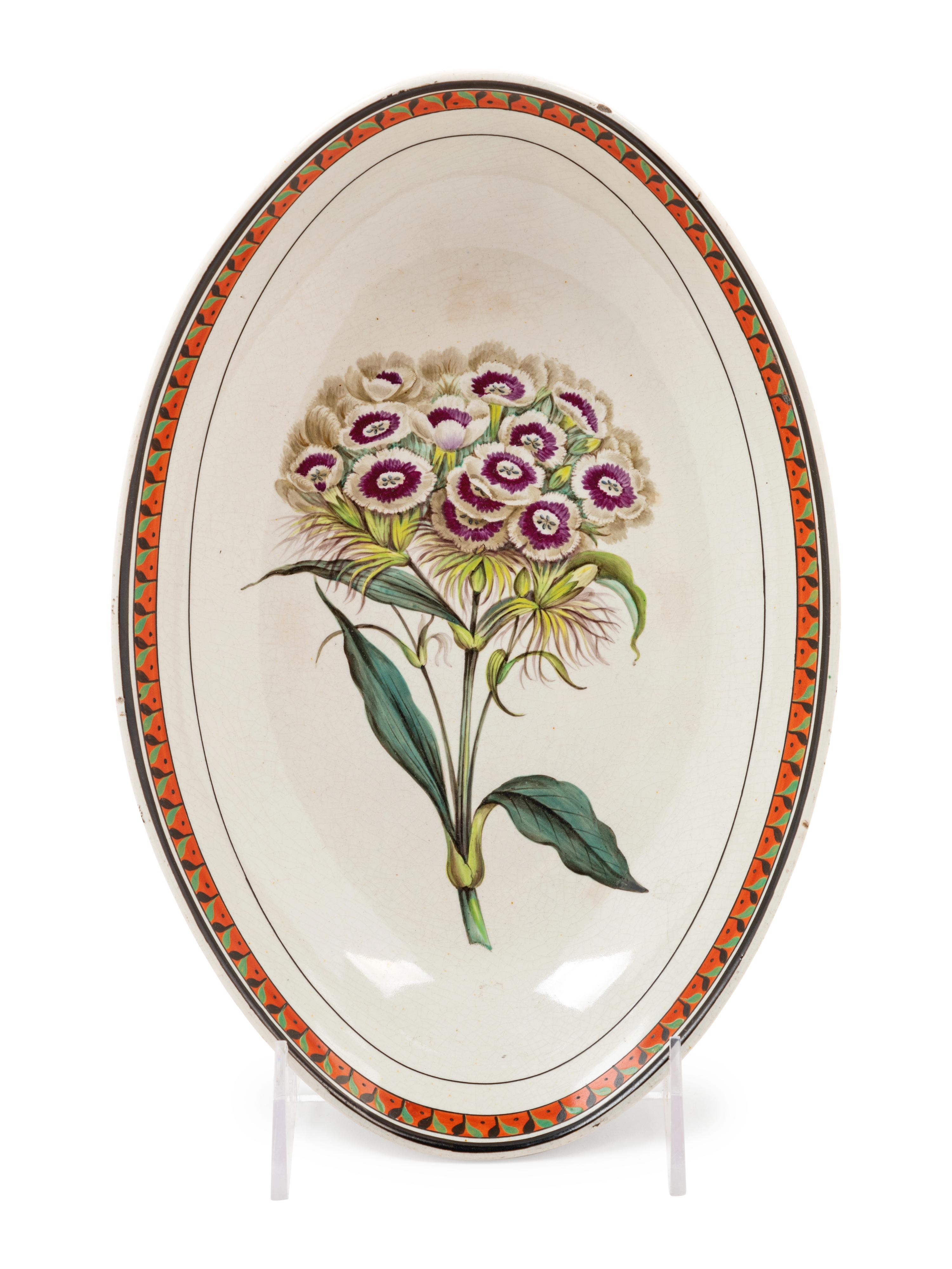 A Staffordshire Botanical Creamware Dish