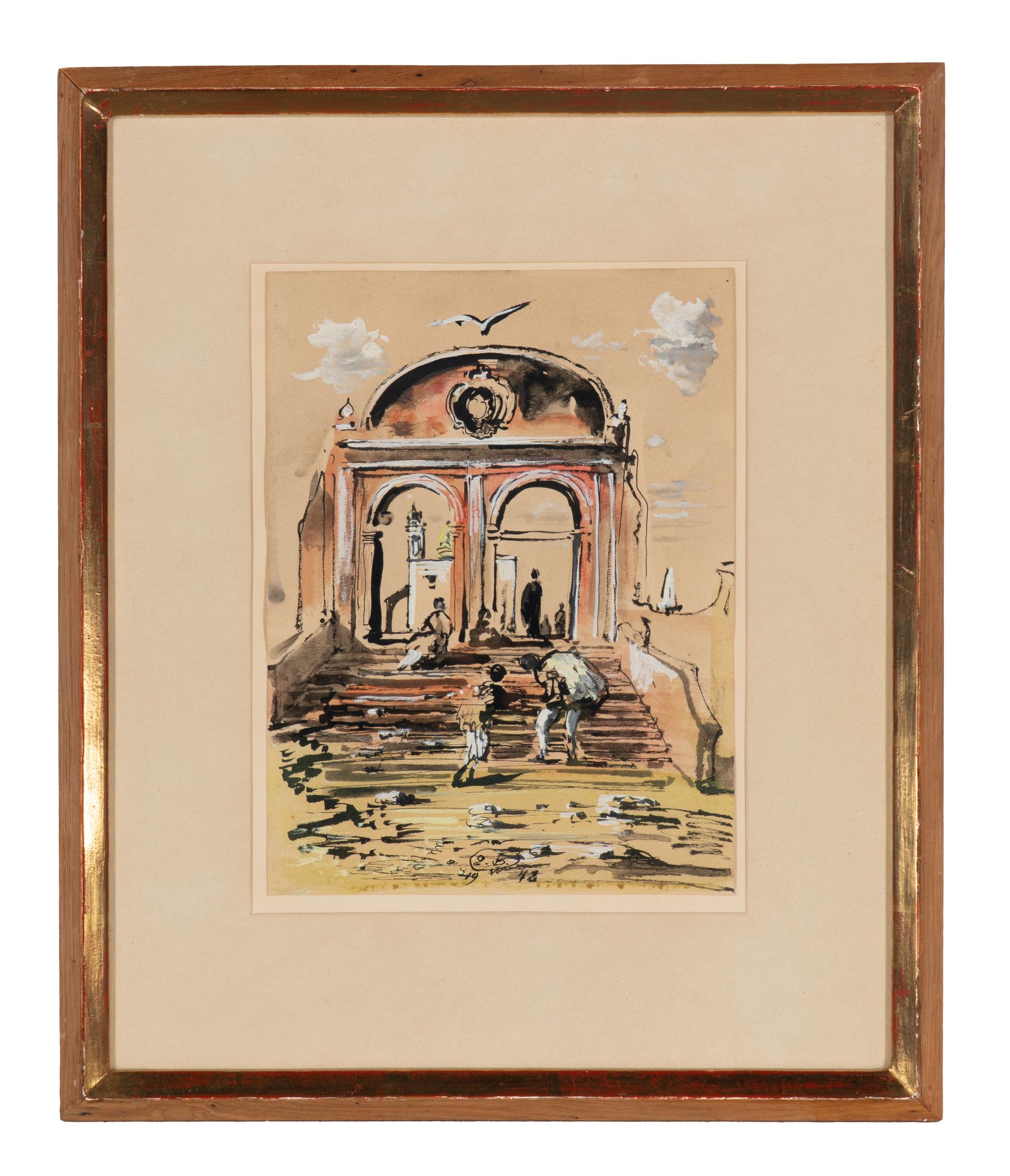 Surrealist Scene with Figures and Ruins , 1948
