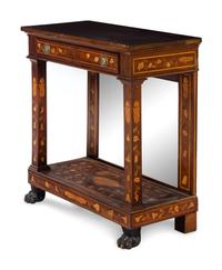 A Dutch Mahogany and Marquetry Mirrored Console Table