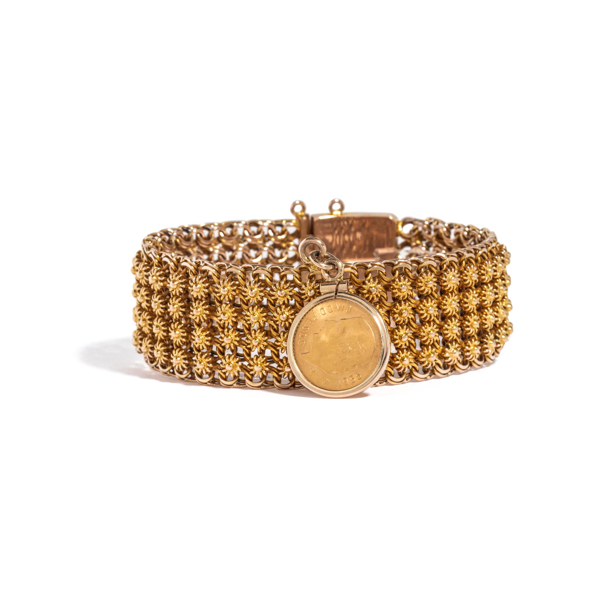 BICOLOR GOLD AND COIN BRACELET