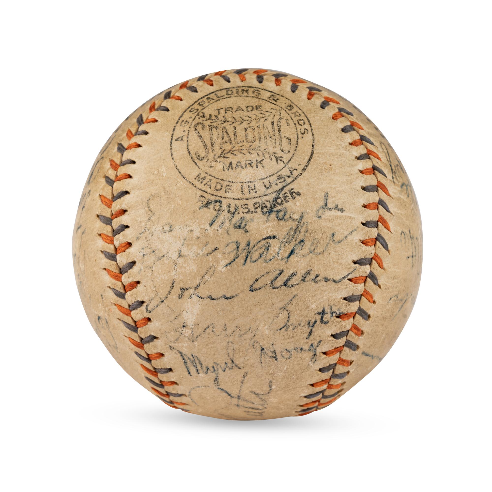 A 1934 New York Yankees Team Signed Autograph Baseball Featuring Babe Ruth and Lou Gehrig (PSA and Beckett Authentication Services Letters of Authenticity)