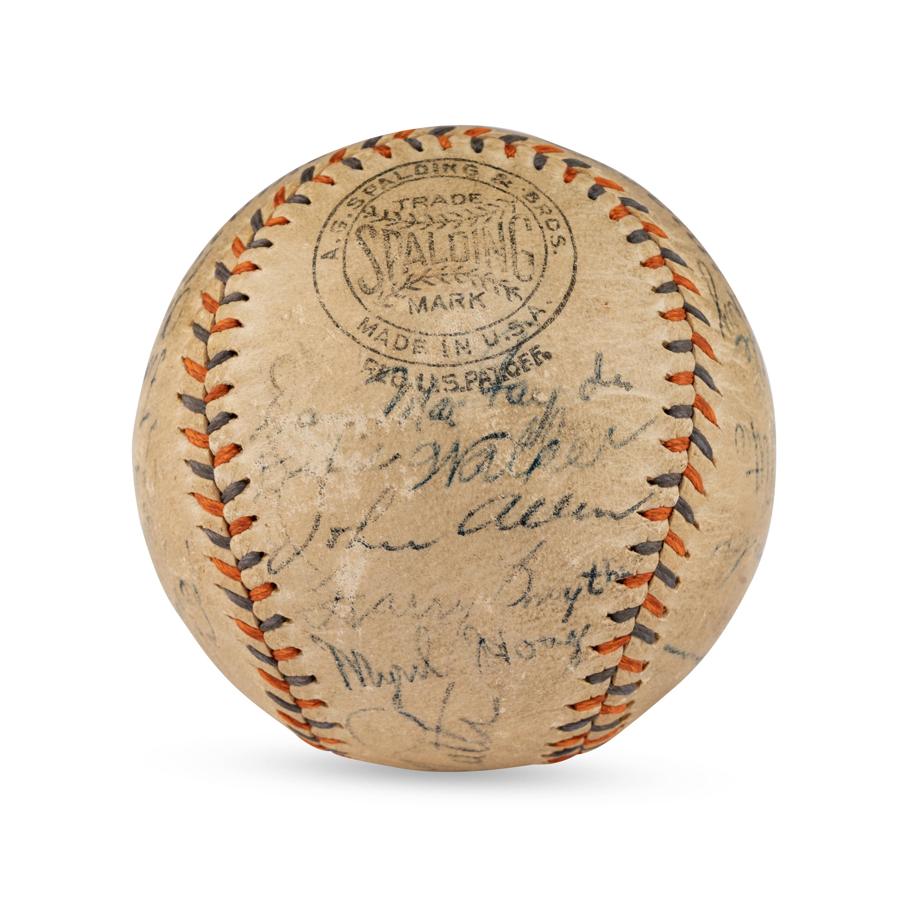 A 1934 New York Yankees Team Signed Autograph Baseball Featuring Babe Ruth and Lou Gehrig (PSA and Beckett Authentication Services Letters of Authenticity)