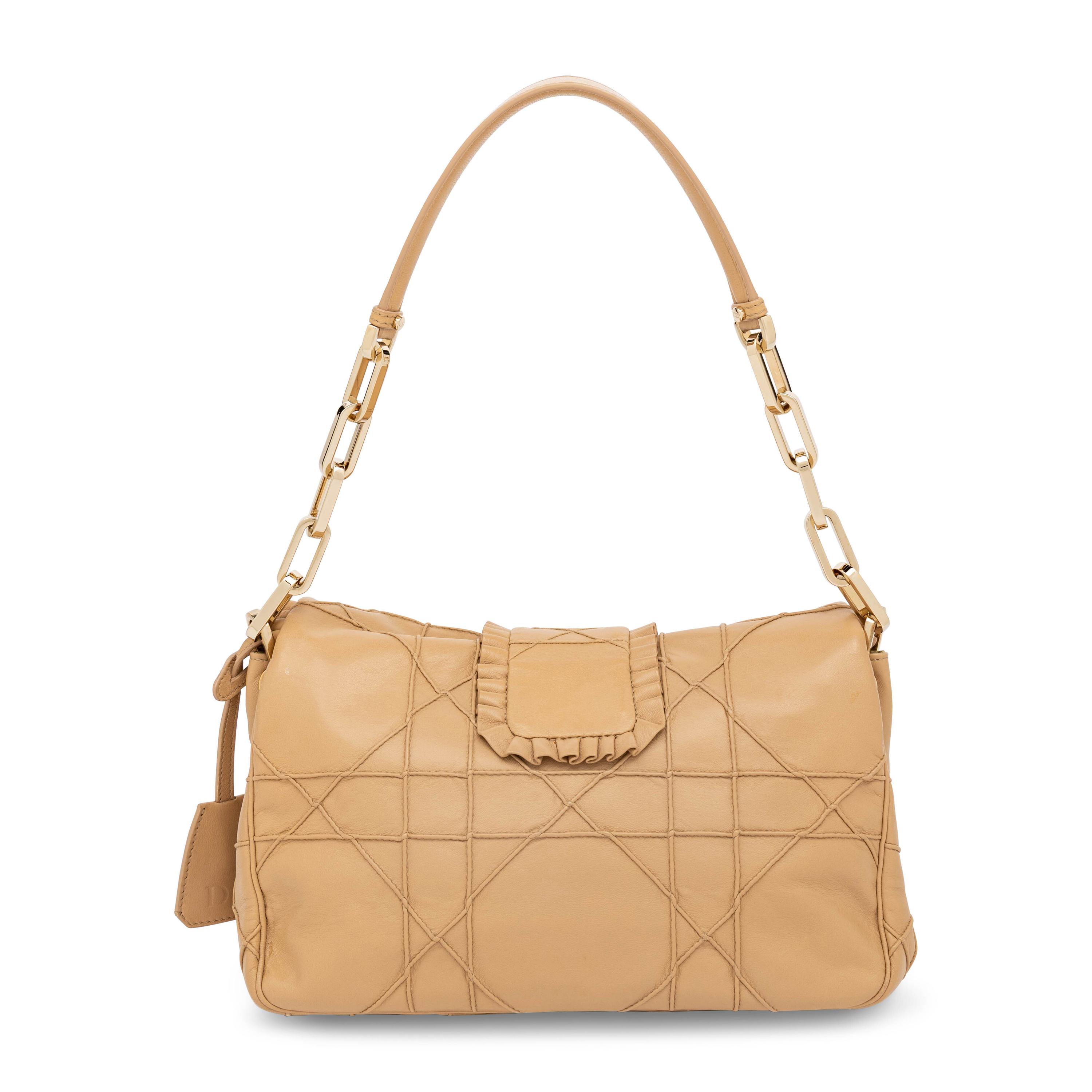 Christian Dior, New Lock Flap Bag in Tan Lambskin Leather