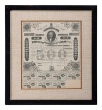 [CIVIL WAR]. A group of 11 Confederate bonds, incl. $500 and $1000 examples.