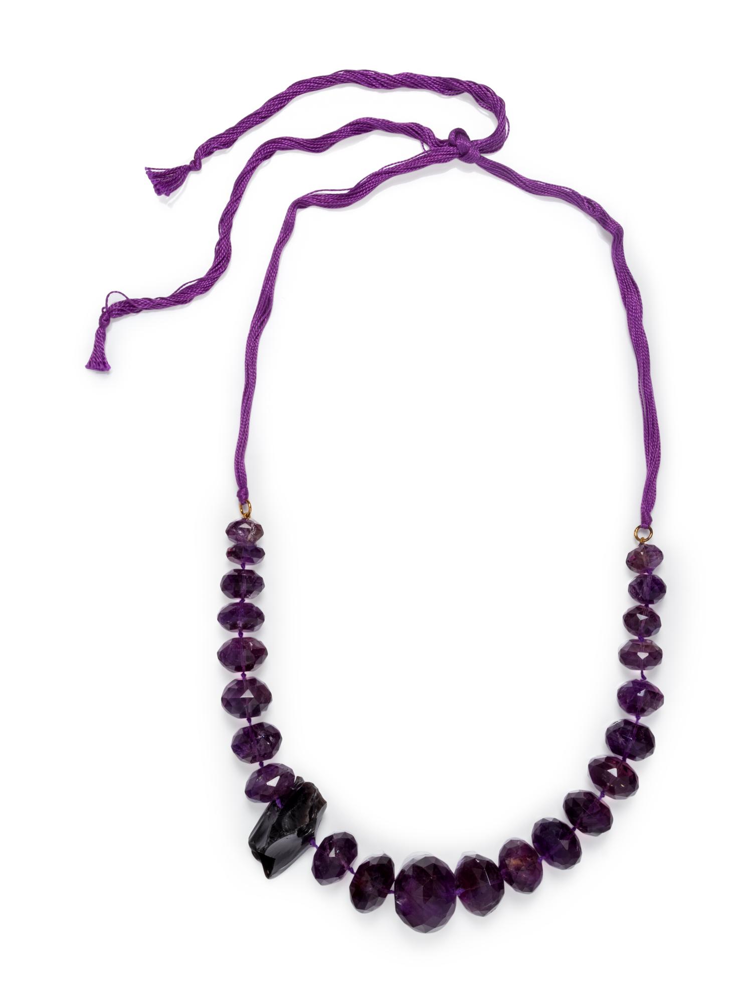 AMETHYST AND OBSIDIAN BEAD NECKLACE