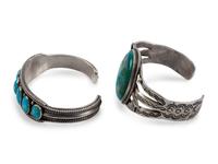 Navajo Silver and Turquoise Cuff Bracelets