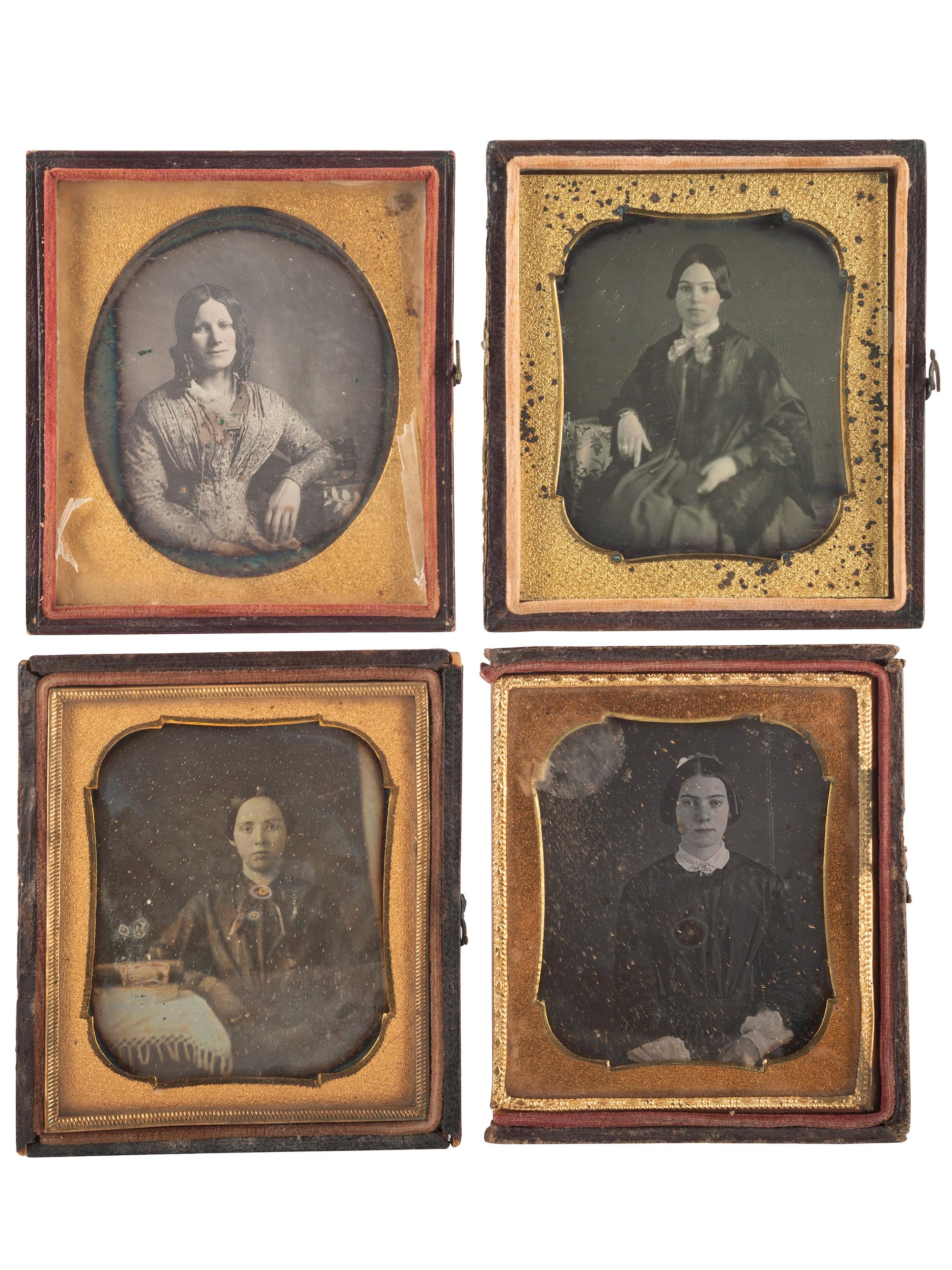 [EARLY PHOTOGRAPHY]. A group of 24 daguerreotypes of lovely young women, including:
