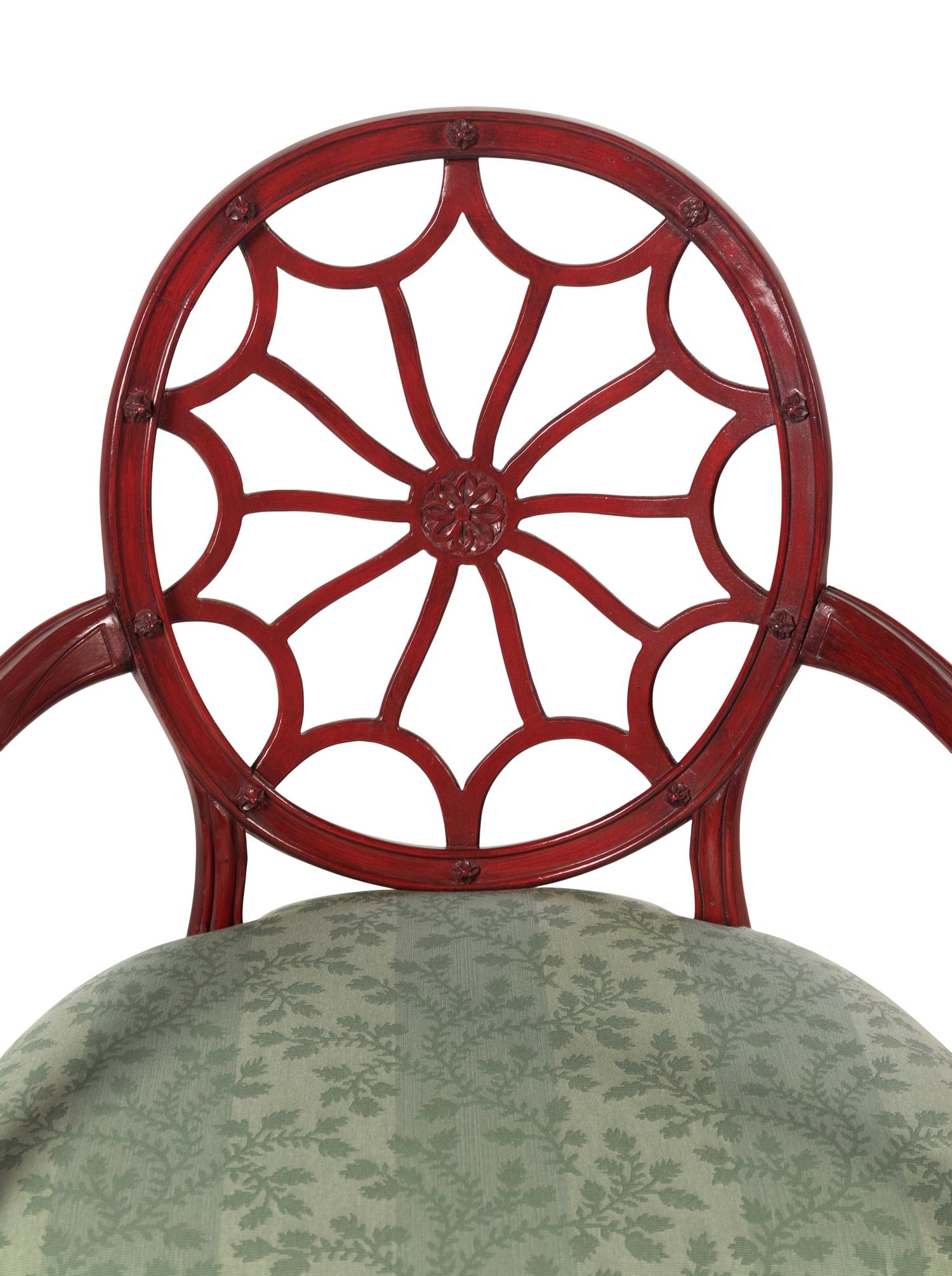 A Pair of George III Style Red-Painted Armchairs
