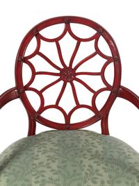 A Pair of George III Style Red-Painted Armchairs
