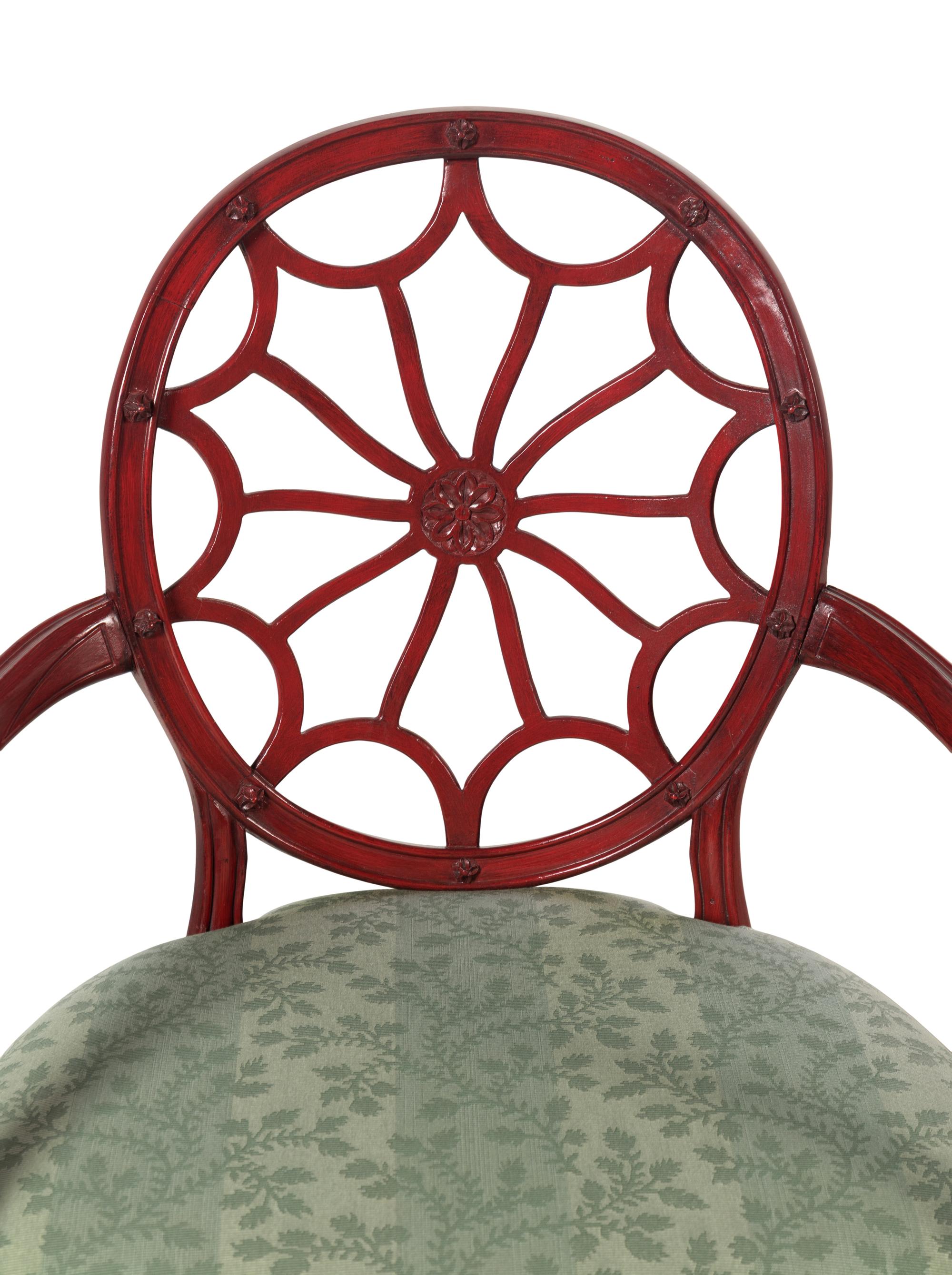 A Pair of George III Style Red-Painted Armchairs