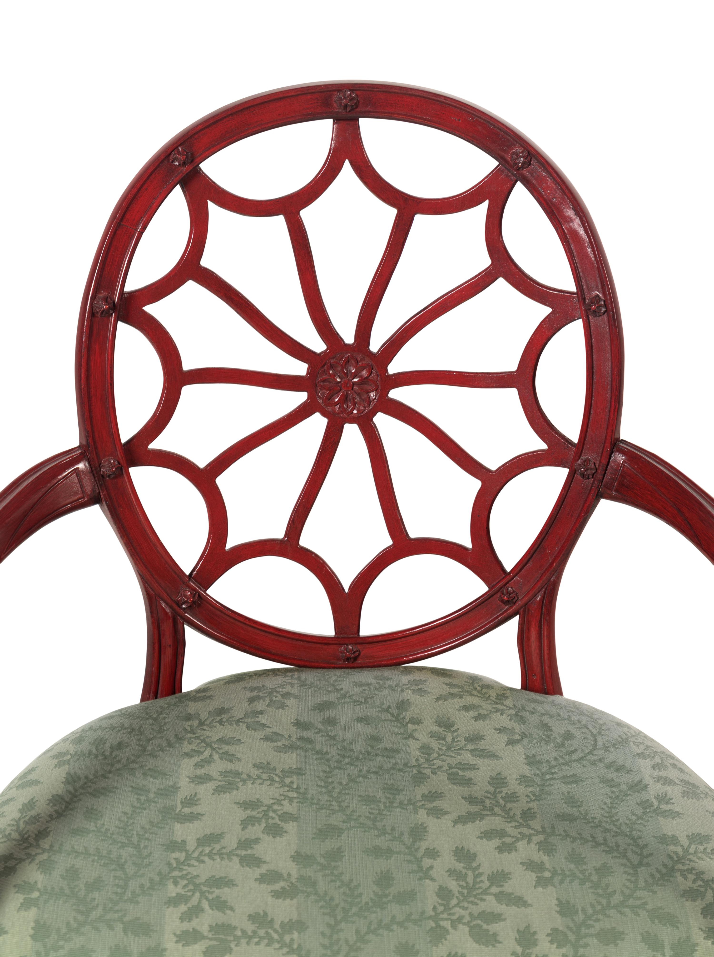 A Pair of George III Style Red-Painted Armchairs