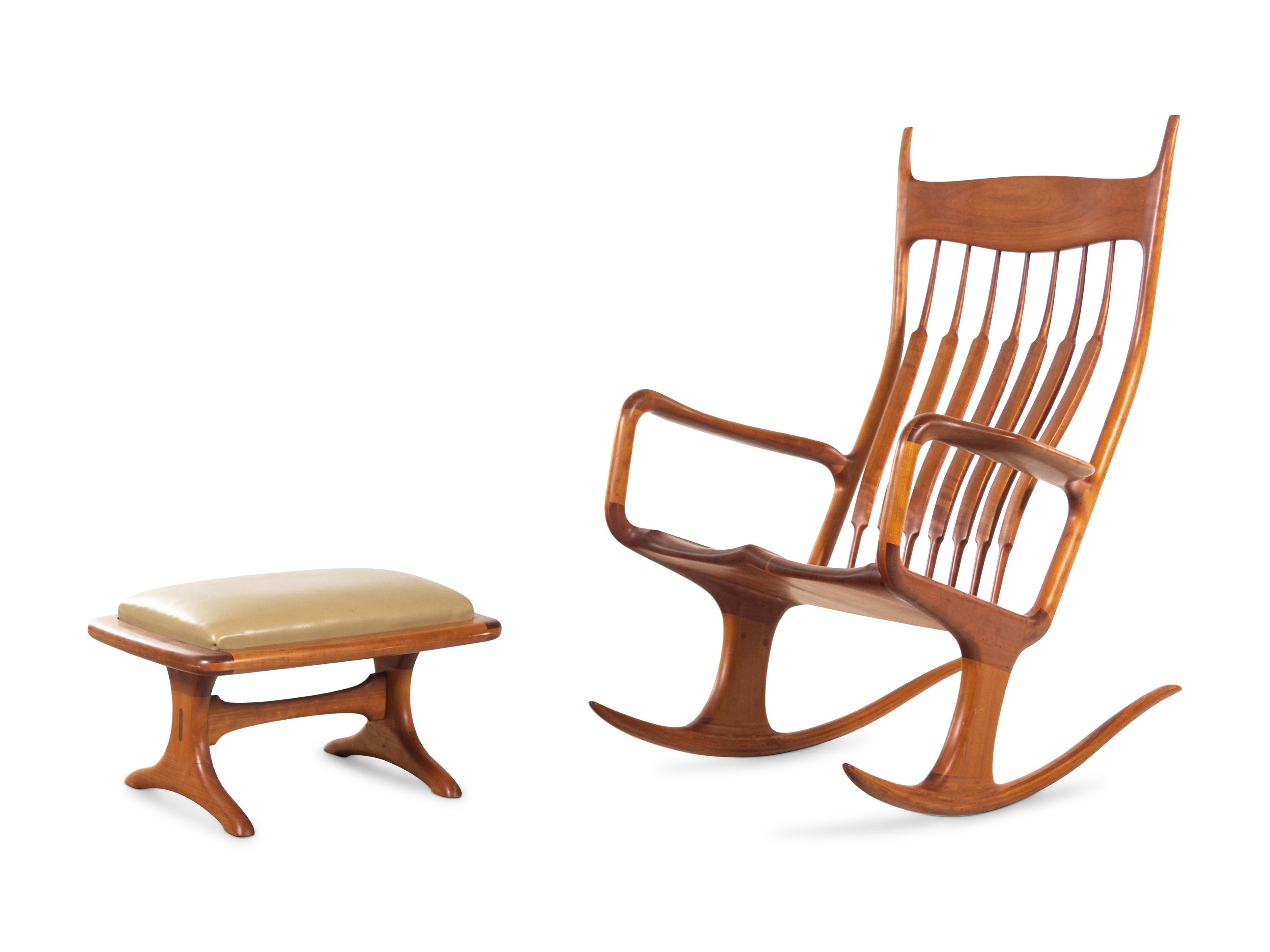 Studio Craft Rocking Chair and Ottoman, 1989