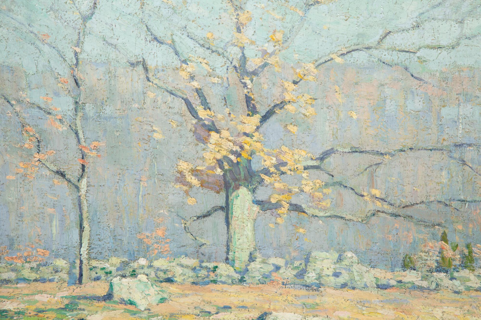 Landscape with Tree and Stone Wall