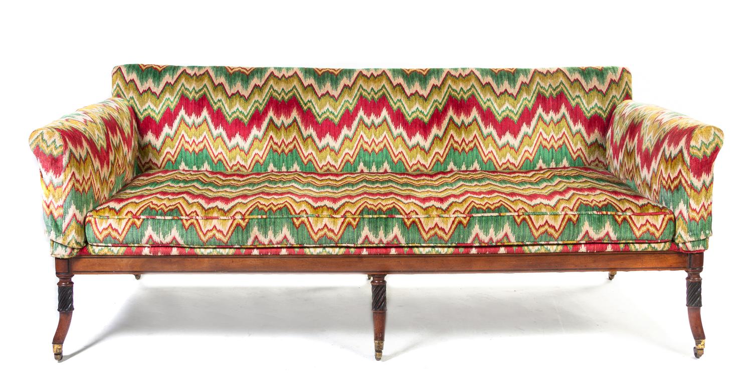 A Regency Style Settee, Width 78 1/2 inches.