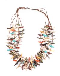 Southwestern Five Strand Fetish Necklace Length 24 inches