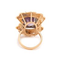 Amethyst, Diamond, and Yellow Gold Ring
