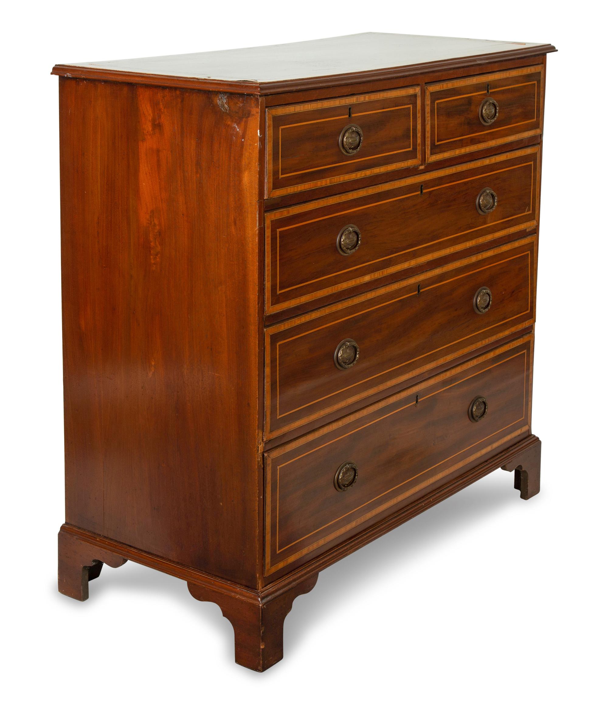 A Federal Style Mahogany and Satinwood Chest of Drawers