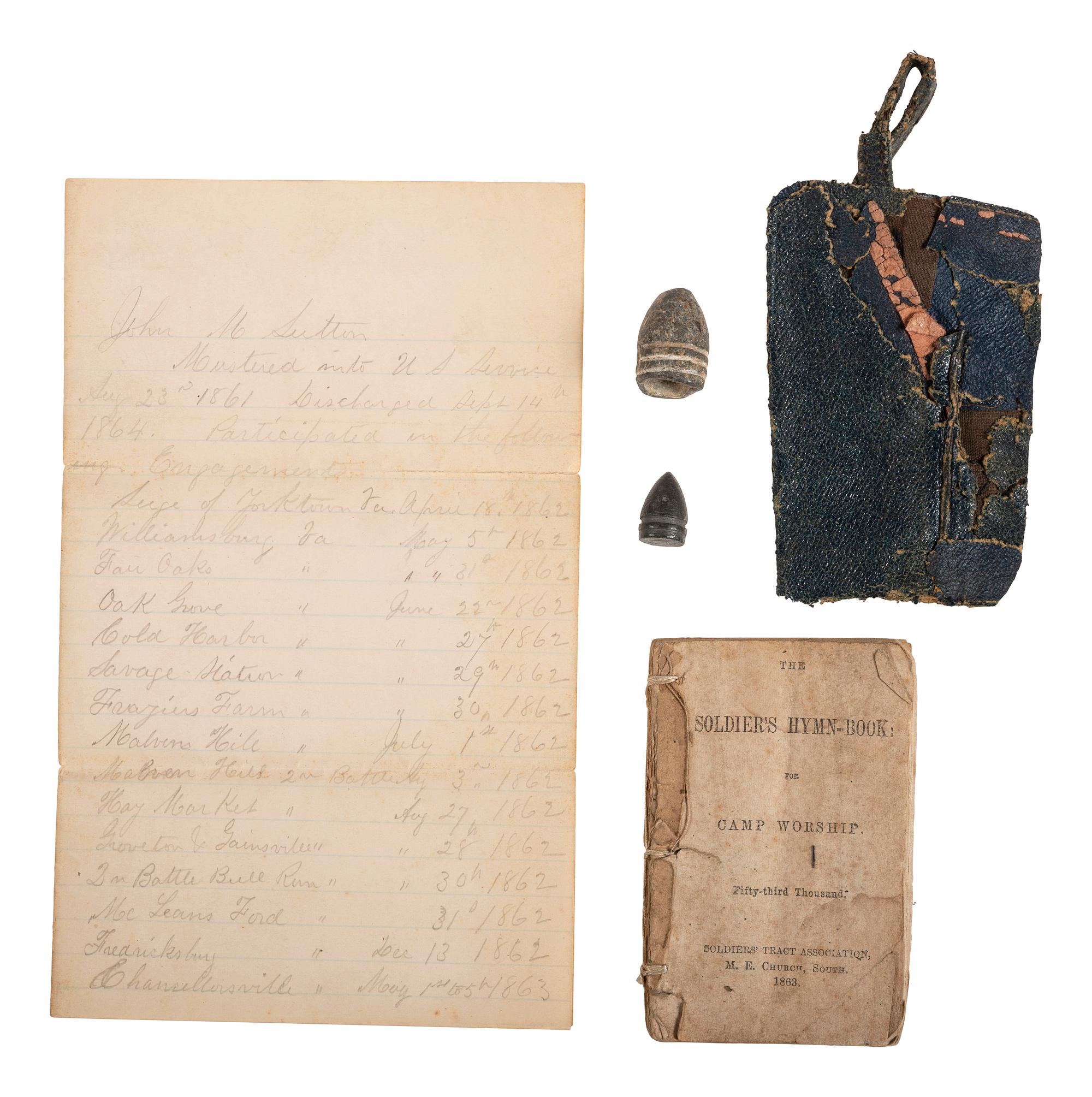 Gettysburg hero Corporal John M. Sutton, Company K, 5th New Jersey Infantry. A group of items highlighted by III Army Corps presentation "For Valor" badge, including: