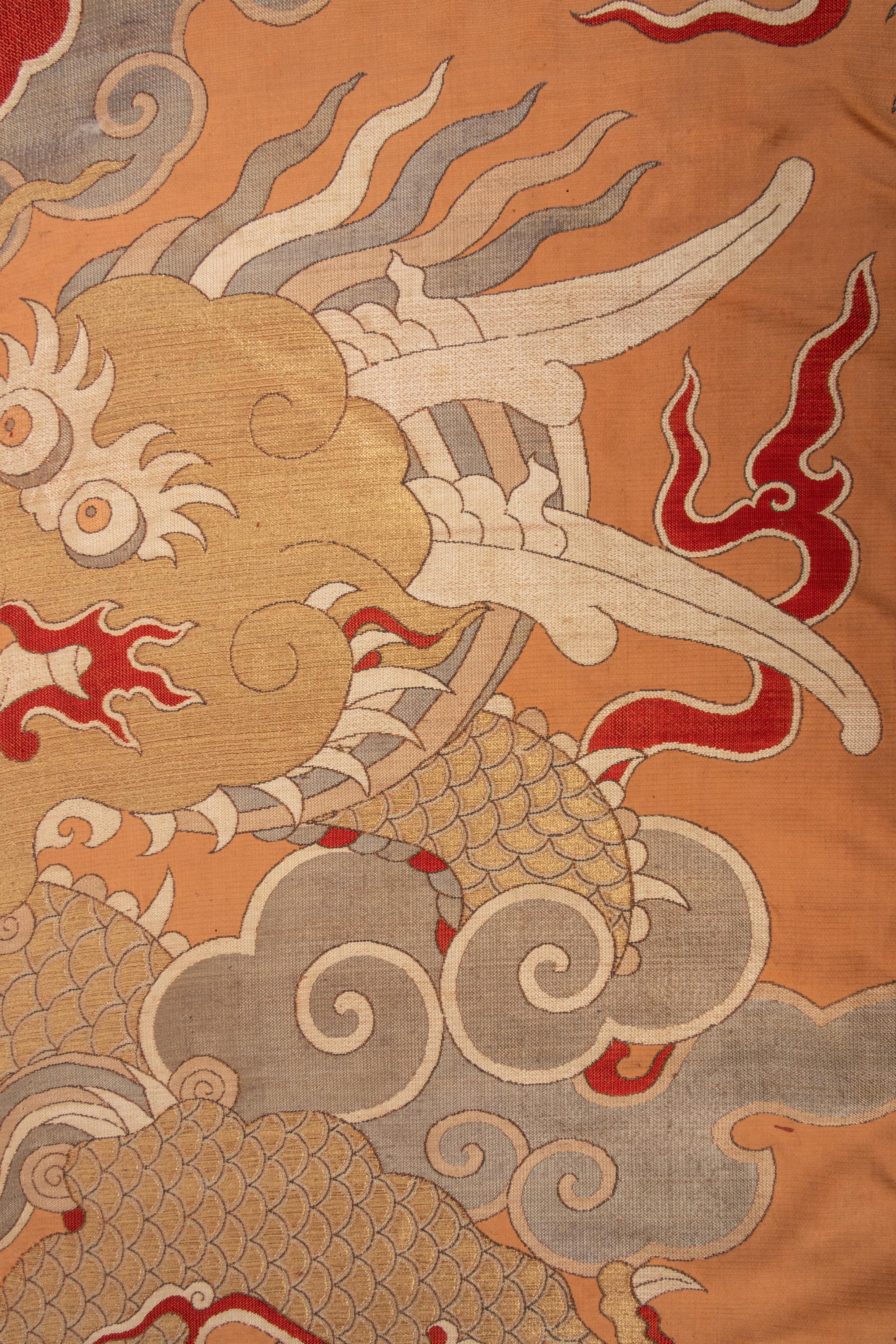 A Large Kesi Woven Silk 'Dragon' Panel