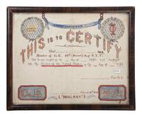 [CIVIL WAR]. A group of period items including corps badge, buttons, books, escutcheon, and more.