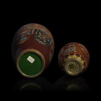 Two "Aventurine" Ground Japanese Goldstone Cloisonné Vases, Meiji Period