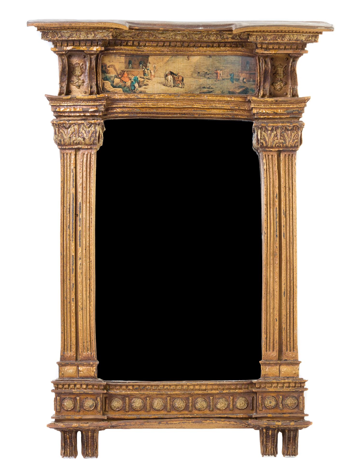 A Continental Giltwood Mirror Height 31 x width 21 1/2 inches. — 19TH CENTURY