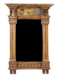 A Continental Giltwood Mirror Height 31 x width 21 1/2 inches. — 19TH CENTURY