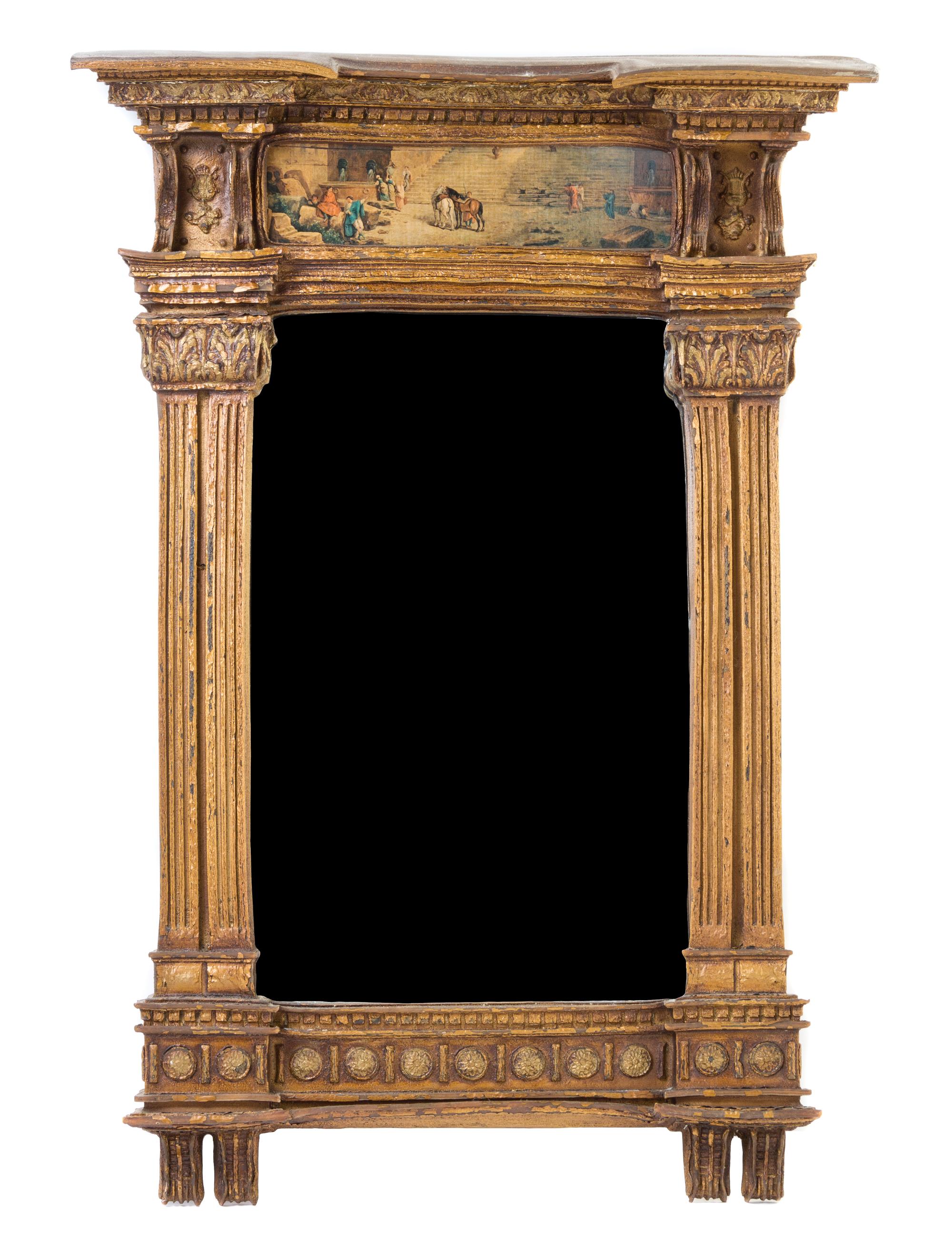 A Continental Giltwood Mirror Height 31 x width 21 1/2 inches. — 19TH CENTURY