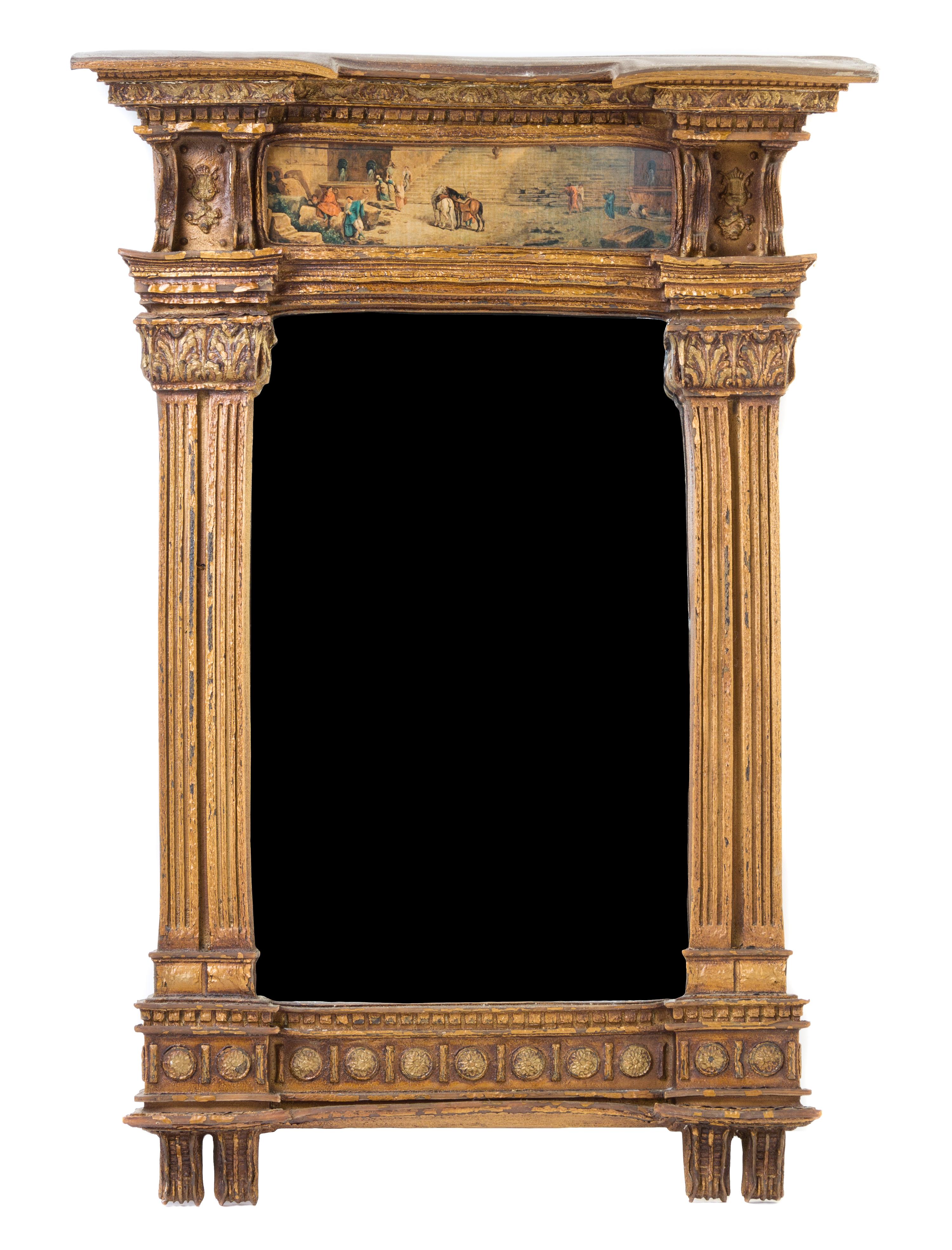 A Continental Giltwood Mirror Height 31 x width 21 1/2 inches. — 19TH CENTURY