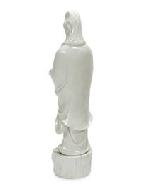 A Large Chinese Export White Glazed Porcelain Figure of Guanyin