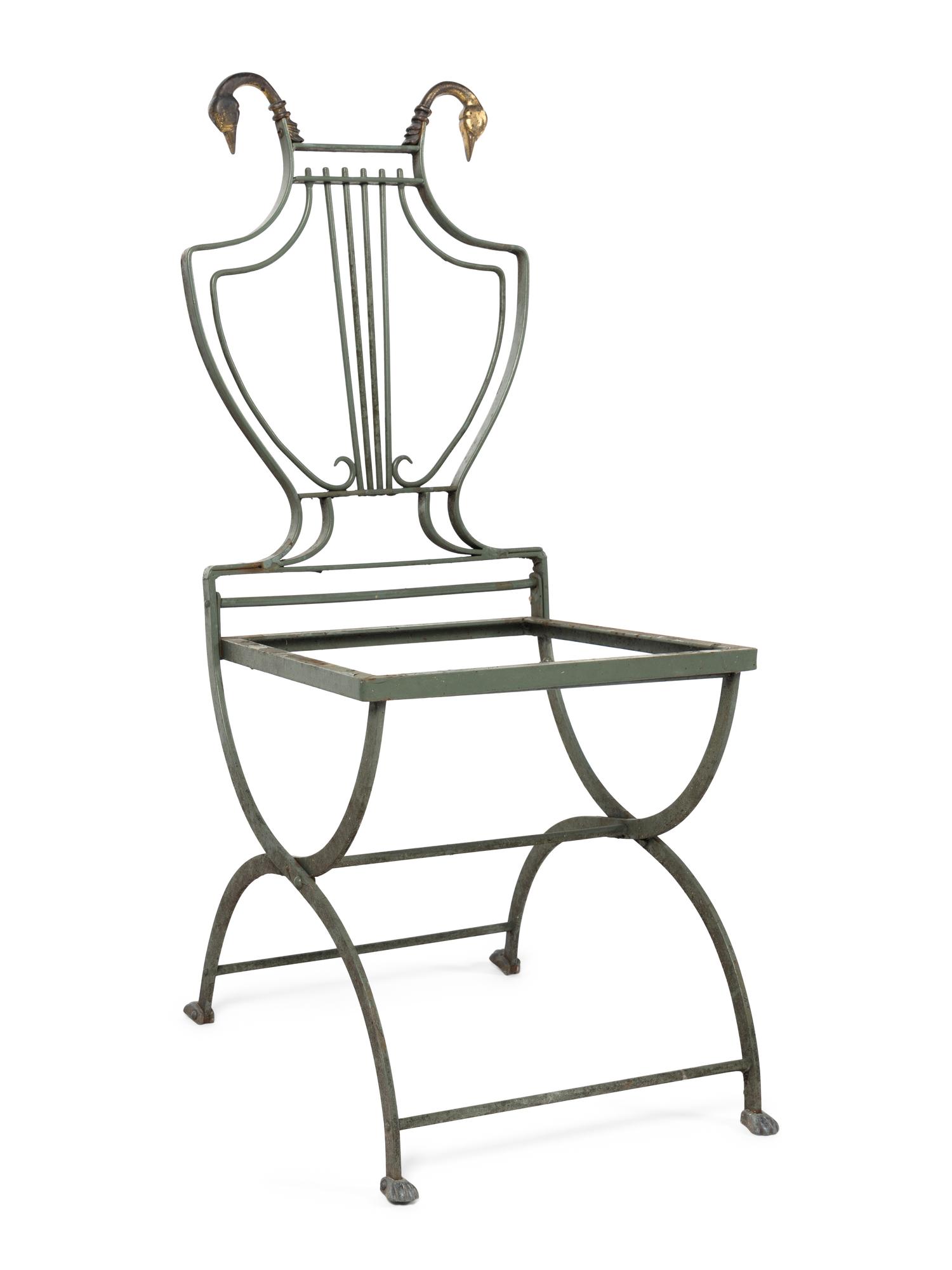 A Set of Four Painted Metal Folding Garden Chairs