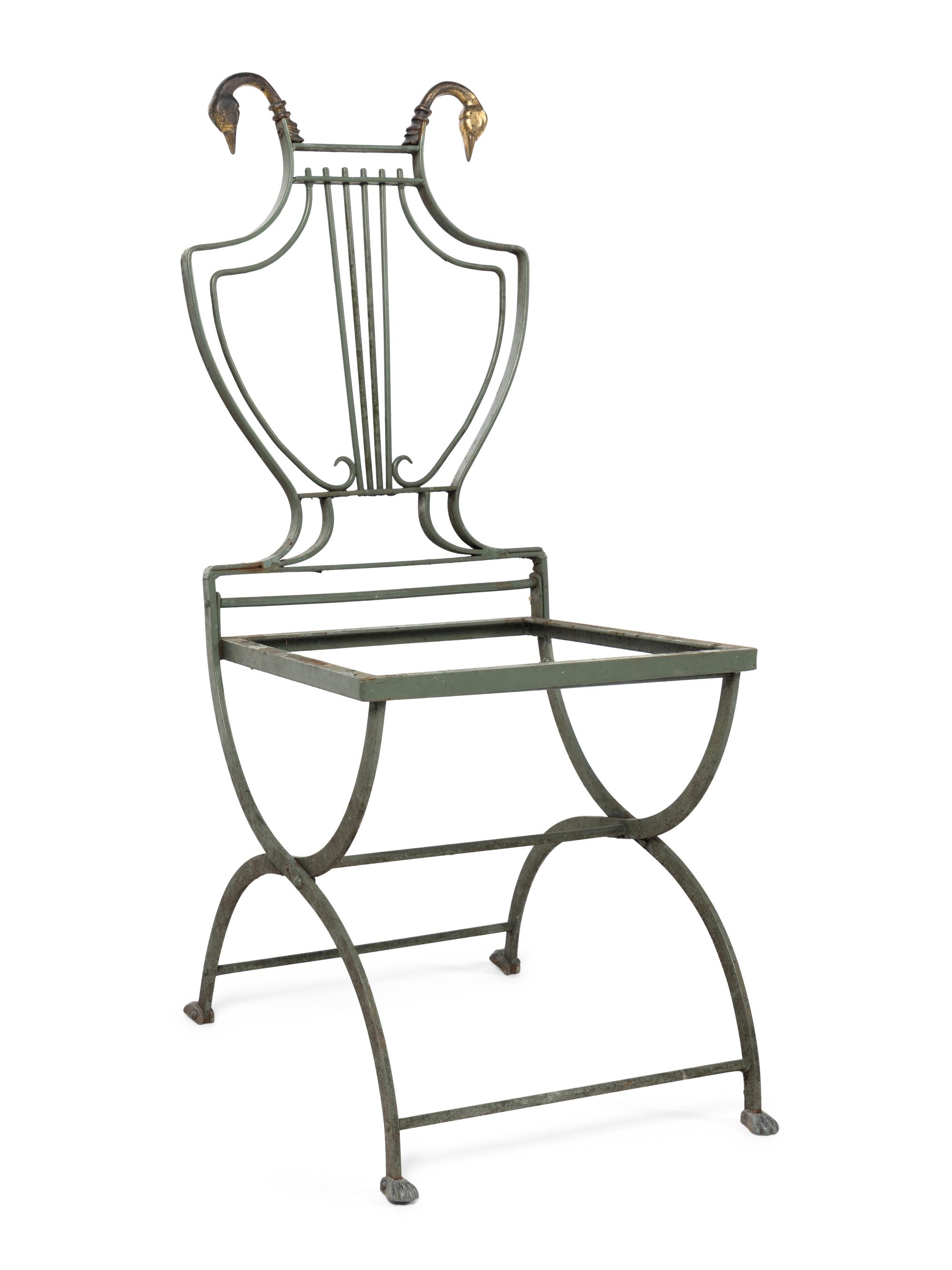 A Set of Four Painted Metal Folding Garden Chairs