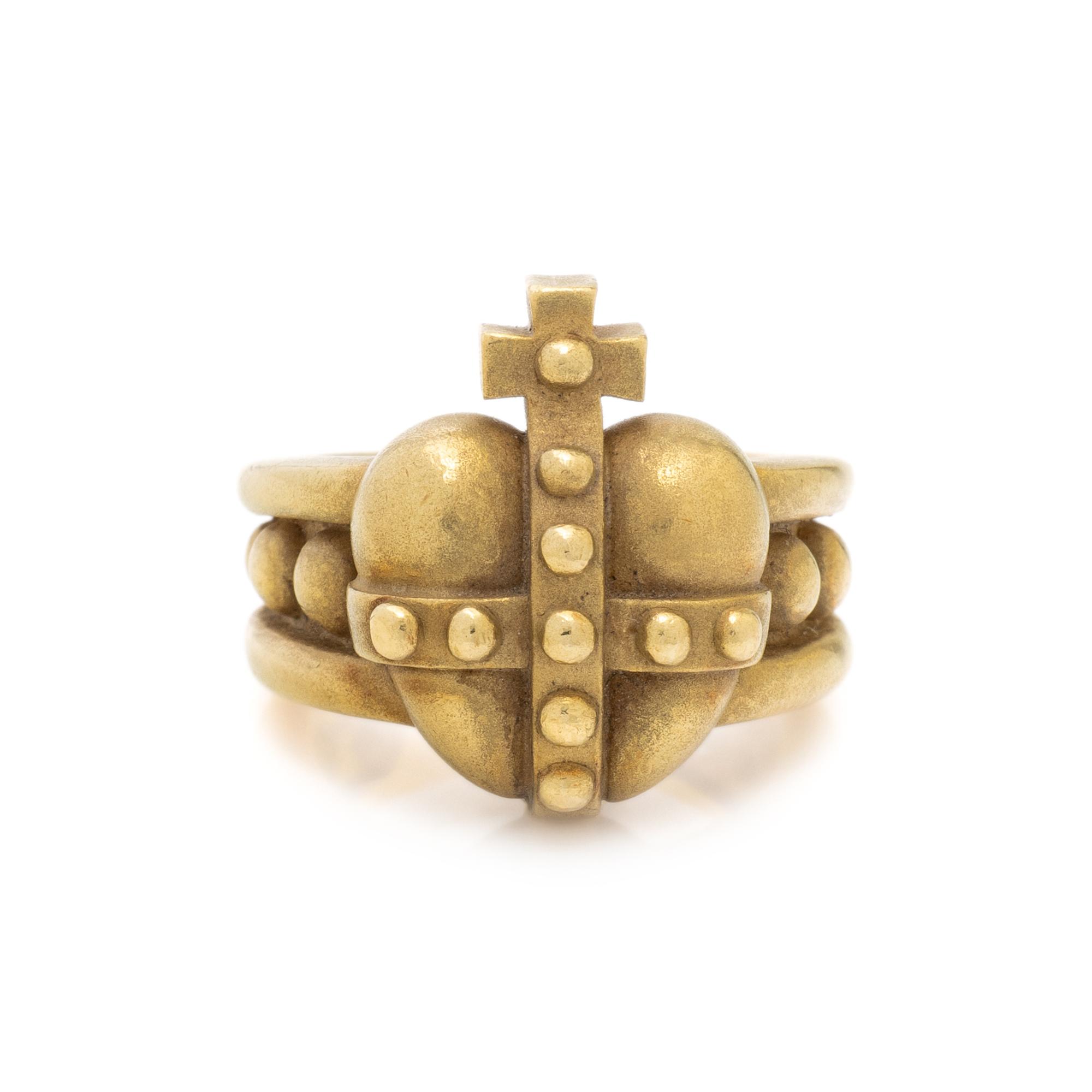 KIESELSTEIN-CORD, YELLOW GOLD HEART CROSS RING